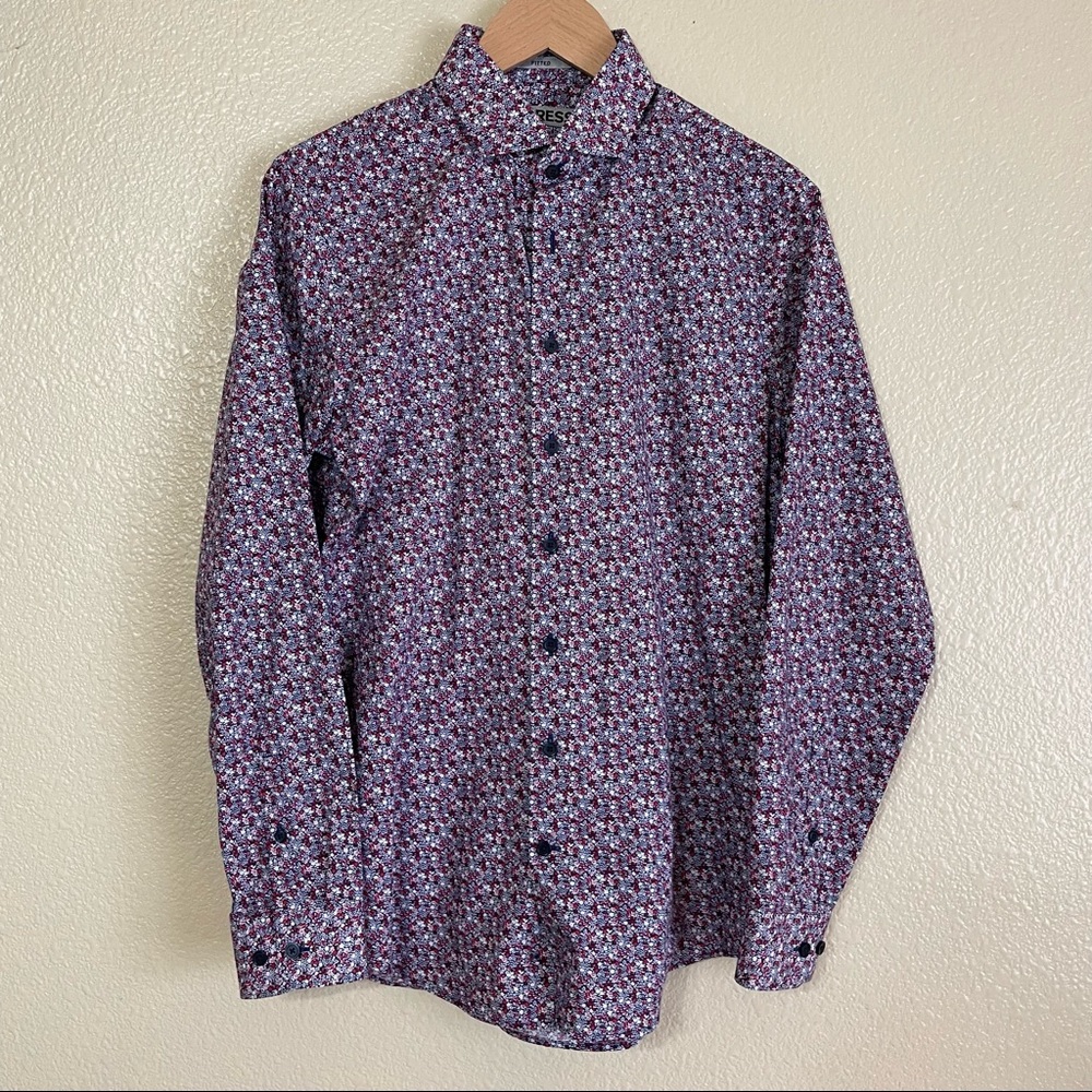 Express Floral Design Fitted Dress Shirt